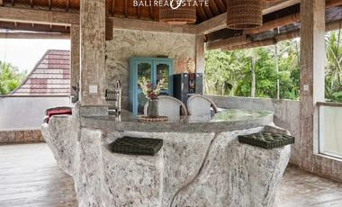 Leasehold 25 years Villa separate of 3 buildsings  with a designer swimming pool and sauna, surrounded by rice fields and mountain view in Ubud Bali