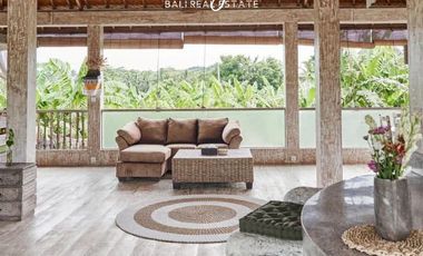 Leasehold 25 years Villa separate of 3 buildsings  with a designer swimming pool and sauna, surrounded by rice fields and mountain view in Ubud Bali