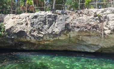 Terreno ecologico en venta con cenote y cabañas en Riviera Maya.