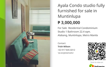 Ayala Condo studio fully furnished for sale in Muntinlupa