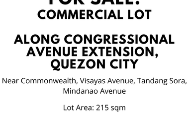 For Sale: Commercial Lot in Congressional Avenue Extension, Quezon City