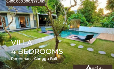 Listed at IDR 6,4 Billion as Leasehold for 29years, 4 bedrooms Brand New Villa Tropical garden in Pererenan Canggu
