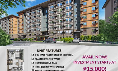 1 BEDROOM CONDO UNIT FOR SALE IN BRGY. BAGTAS, TANZA, CAVITE