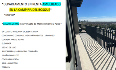 DEPARTAMENTO EN RENTA EN LA CAMPIÑA DEL BOSQUE AL NORTE DE LEON GTO. MUY CERCA DEL CLUB DE GOLF EL BOSQUE