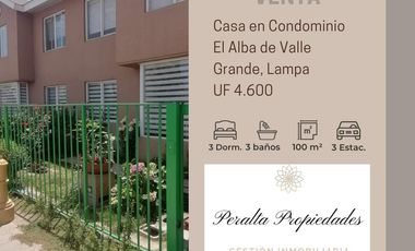Se vende casa 3D+2B modelo Pamplona de 100m2 en Cond. El Alba, Valle Grande, Lampa