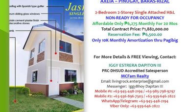 FOR SALE! PRE-SELLING 2-BEDROOM w/CARPORT 2-STOREY JASMINE SINGLE ATTACHED H&L ONLY 6.5K TO RESERVE