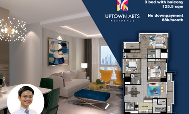 Highend 3 bed with balcony 125.5 sqm Uptown Arts Residence Preselling Bgc condo for sale Fort Bonifacio Taguig City