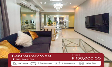 Penthouse Condominium for Rent in BGC at Central Park West, Taguig City