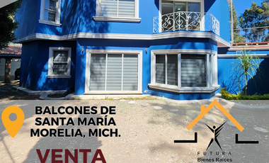 RESIDENCIA en VENTA📌 BALCONES DE SANTA MARÍA, Morelia, Mich.  AMPLIA TERRAZA y JARDÍN, oficina, estudio, cuarto de servicio con baño.
