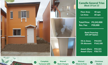READY FOR OCCUPANCY LA60sqm 2-BEDROOM 2-STOREY CRISELLE SINGLE FIREWALL IN CAMELLA GENTRI - SAVED UP TO 162K