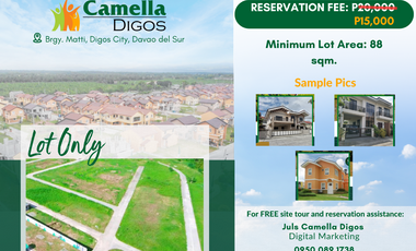 MOST AFFORDABLE LOT ONLY IN CAMELLA DIGOS