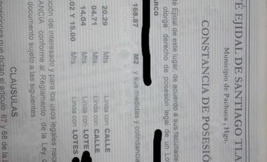 TERRENO EN VENTA “SANTIAGO TLAPACOYA -PACHUCA”