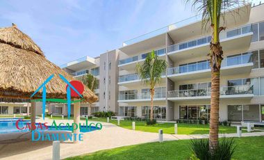 Depa nuevo. En condominio con club de playa. Terraza con vista a la alberca y áreas comunes