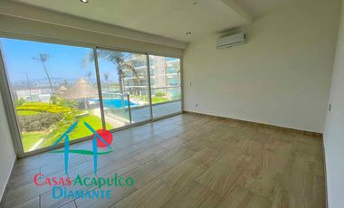 Depa nuevo. En condominio con club de playa. Terraza con vista a la alberca y áreas comunes