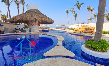 Depa nuevo. En condominio con club de playa. Terraza con vista a la alberca y áreas comunes