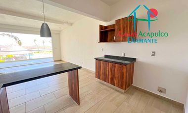 Depa nuevo. En condominio con club de playa. Terraza con vista a la alberca y áreas comunes
