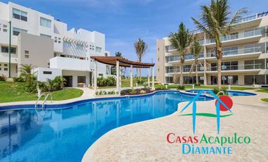 Depa nuevo. En condominio con club de playa. Terraza con vista a la alberca y áreas comunes