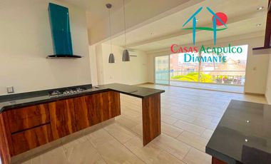 Depa nuevo. En condominio con club de playa. Terraza con vista a la alberca y áreas comunes
