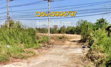 Empty land for rent, next to Road 340, Bang Bua Thong-Suphan Buri, inbound side, area 12-2-36 rai, behind next to Chek Canal. The entire plot has been filled in. Rent 110K.