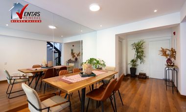 Moderno Departamento DUPLEX en San Borja, 1er piso: Ascensor directo, sala comedor con balcón vista a parque. Cocina con muebles altos y bajos, área d