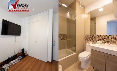 Moderno Departamento DUPLEX en San Borja, 1er piso: Ascensor directo, sala comedor con balcón vista a parque. Cocina con muebles altos y bajos, área d