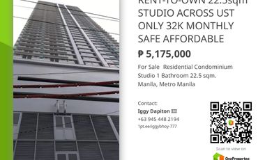 RENT-TO-OWN 22.5sqm STUDIO UNIT IN ESPAÑA-MANILA ACROSS UST ONLY 32K MONTHLY SAFE & AFFORDABLE