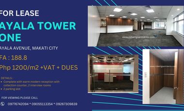 OFFICE SPACE FOR LEASE - AYALA TOWER ONE, AYALA AVENUE, MAKATI CITY