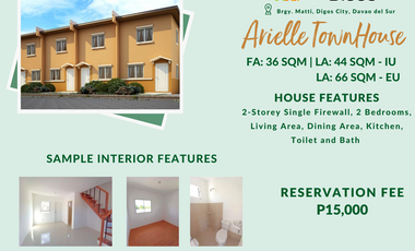 2 BEDROOM END UNIT TOWNHOUSE TYPE IN CAMELLA DIGOS - PRE SELLING