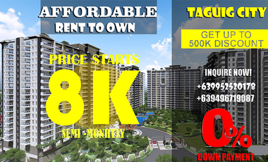 PHP 500 per day AFFORDABLE RENT TO OWN CONDO IN BGC NEAR MAKATI,ST LUKES,MEDICAL CITY,AIRPORT.GREENBELT.SERENDRA