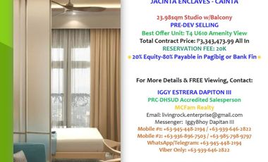 Flexible Equity Payment! For Sale Pre-Selling 23.98sqm Studio w/Balcony Jacinta Enclaves Cainta - Ortigas Skyline View