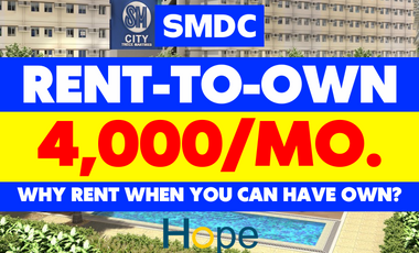 5% ONLY DP TO MOVE IN! SMDC Hope Residences Rent to Own Condo in SM City Trece Martires Cavite
