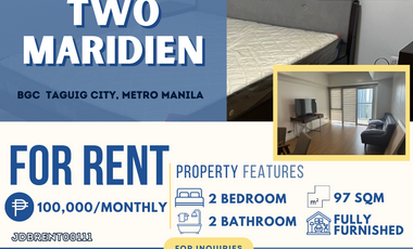 Executive Two Bedroom with Balcony for RENT in Two Maridien- BGC 🏢✨