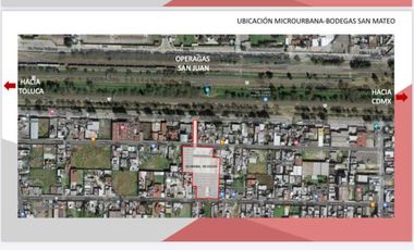 Bodega en venta San Mateo Atenco, frente zona industrial, paseo tollocan, salida a dos calles.