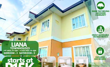 LIANA TOWNHOUSES FOR 24K MONTHLY WITH 3 BEDROOMS NEAR NLEX
