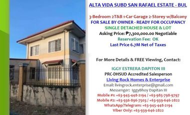 Rush For Sale by Owner! RFO 3-Bedroom 2-T & Bath 2-Storey Single Detached House & Lot San Rafael-Bulacan