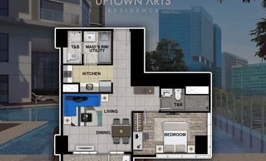 Spacious 1 bed with balcony Uptown Arts Residence Preselling condo for sale in Bonifacio Global City