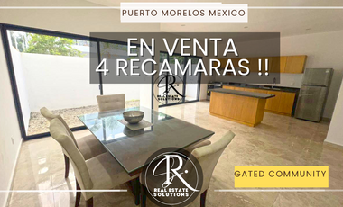 en venta Residencial Regata Puerto Morelos Amplia Casa 4 recamaras !!