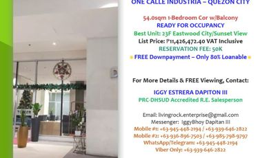 Own the Best: 54sqm 1-Bedroom Cor w/Balcony 20% Discount, Sunset View - Fully Furnished! One Calle Aspire Tower-QC