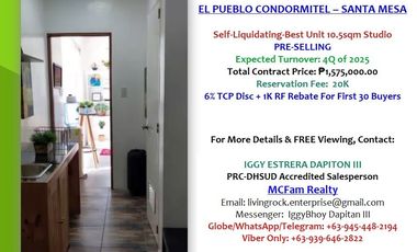 RESERVE PRE-SELLING 10.5sqm STUDIO EL PUEBLO CONDORMITEL MANILA AVAIL 6% TCP DISC + 1K RESERVATION FEE CASH BACK