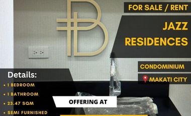 For Sale / Rent 1 Bedroom In Jazz Residences Makati City