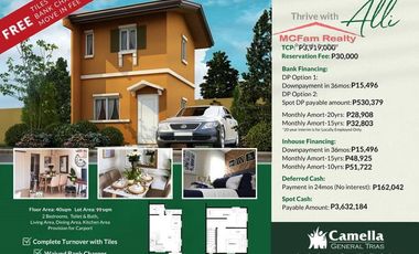 House and Lot For Sale in General Trias Cavite - Camella General Trias