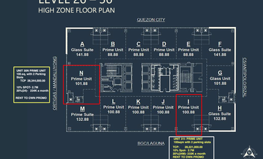 Office Spaces 100.88 - 101.88 sqm for Sale in the Glaston Tower Ortigas East, Pasig