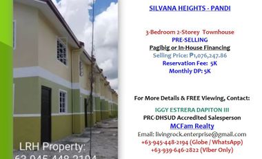 PRE-SELLING 3-BEDROOM 2-STOREY TOWNHOUSE SILVANA HEIGHTS PANDI 5K RESERVATION FEE 5K MONTHLY DP PAGIBIG FINANCING