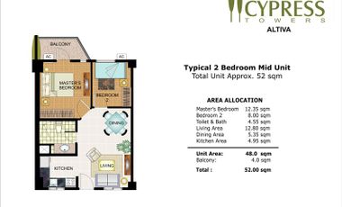 RUSH 2 BEDROOM CONDO FOR SALE IN TAGUIG CITY - CYPRESS TOWERS BY DMCI HOMES