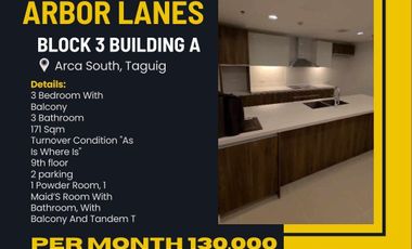 For Rent Bare 3 Bedroom in Arbor Lanes Ayala land Premier near Airport
