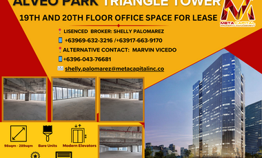 19th and 20th floor Office for Lease Alveo Park Triangle Tower in BGC Taguig
