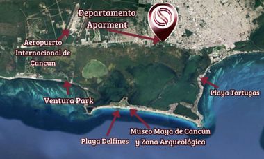Departamento con jardín, alberca, Gimnasio, pre-construcción, Boulevard Colosio venta, Cancun.