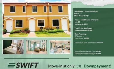 🎋✨🎋SALE:FIT HOMES-FA40sqm 2-BEDROOM 2-STRY REANA TH IN LESSANDRA HEIGHTS BACOOR-PAY ONLY 5% MONTHLY DP🎋✨🎋