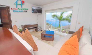 Casa en renta vacacional para 16 personas con alberca, vista al mar