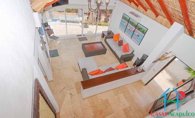 Casa en renta vacacional para 16 personas con alberca, vista al mar